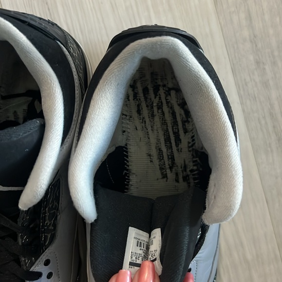 Used Men Nike Air Jordan 3 Retro Wolf Grey Metallic Silver Black - Picture 5 of 5